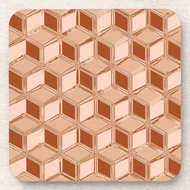 Porta-copo Caixas 3D de cromo - cor de cobre (Frente)