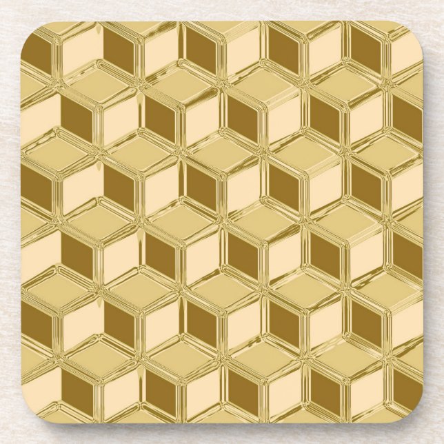 Porta-copo Caixas de 3 d crômio - de cor dourada (Frente)