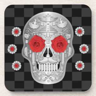 Porta-copo Calavera (Rosa vermelha) de bebidas