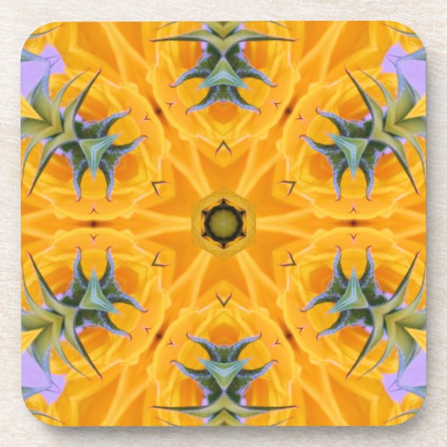 Porta-copo Caleidoscópio Amarelo de girassol (Frente)