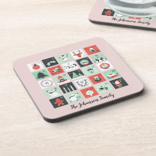 Porta-copo Calendário Avançado Nome da Família Feliz Natal