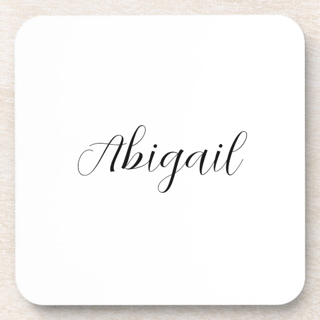 Porta-copo Caligrafia Elegante Black White Plain Nome Simples (Frente)