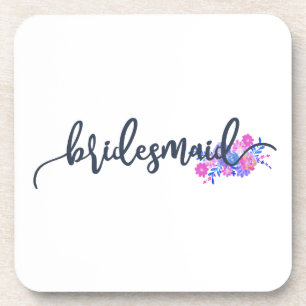 Porta-copo Caligrafia Elegante de Casamento de Bridesmaid  Po