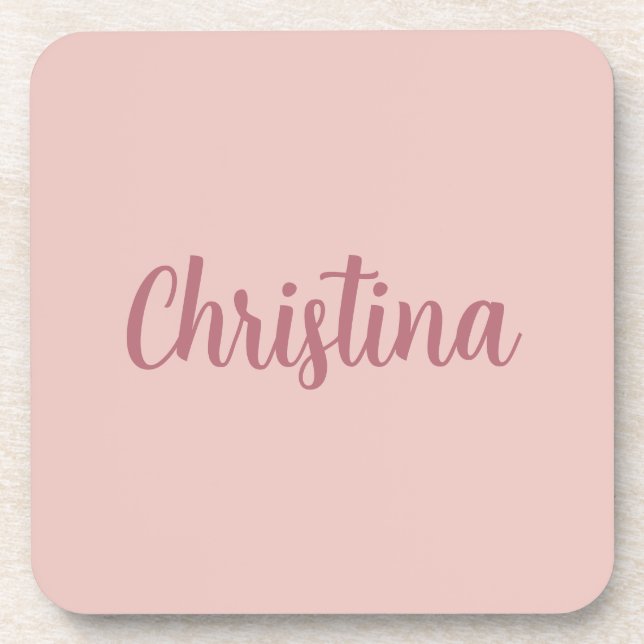 Porta-copo Caligrafia Elegante Rosa Dourado Simples Nome (Frente)