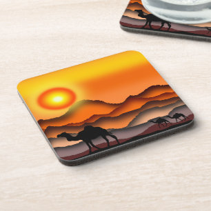 Porta-copo Camelos - Belo pôr do sol - Desenho