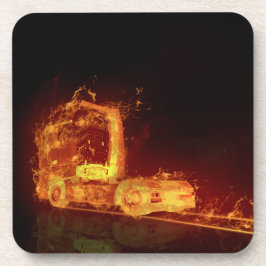 Porta-copo Caminhão Vermelho Queimado em Chamas de Fogo