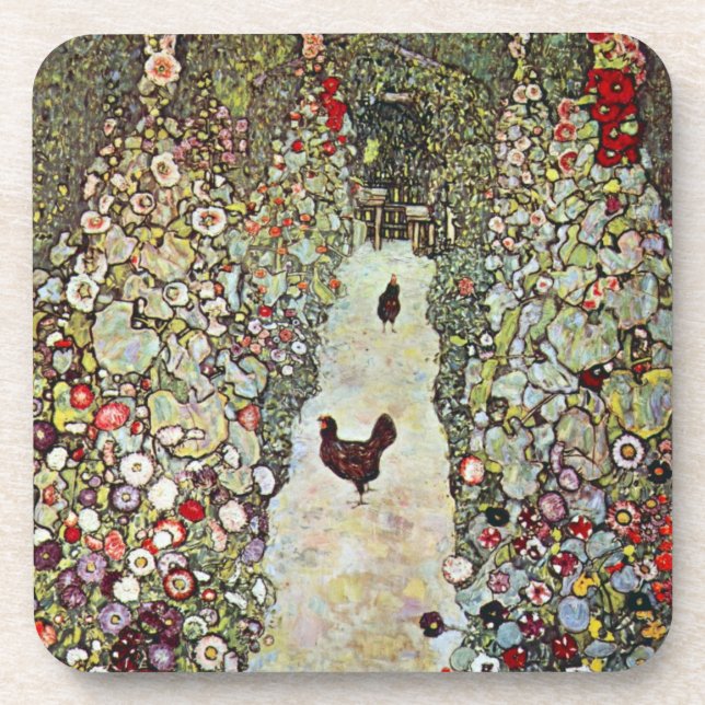 Porta-copo Caminho do Jardim com Galinhas, Gustav Klimt, Art  (Frente)