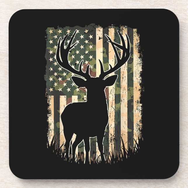 Porta-copo Camo US Flag Deer Hunting Camoflage Hunter (Frente)