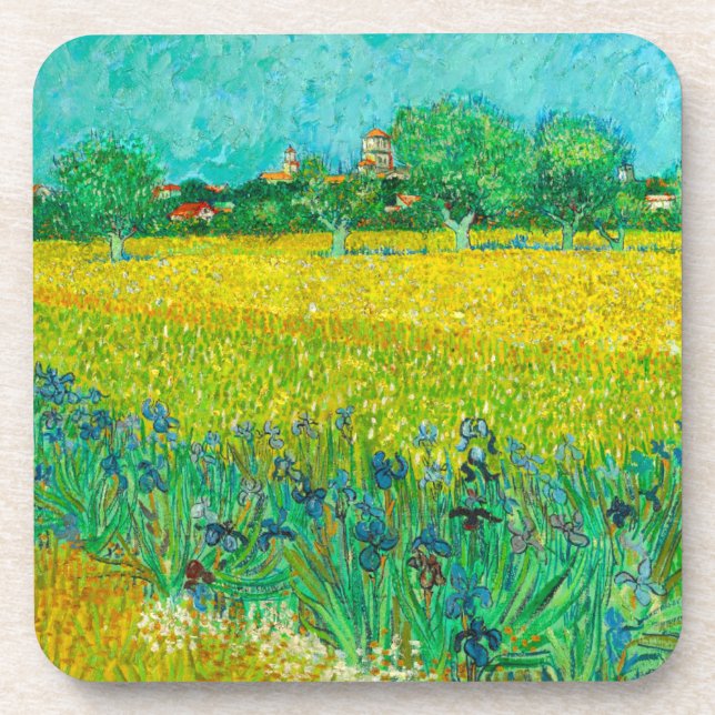 Porta-copo Campo de Íris perto de Arles de Van Gogh (Frente)