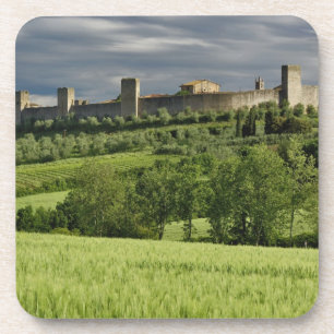Porta-copo Campo de trigo e Monteriggioni distante, na