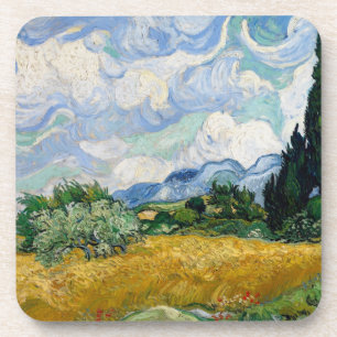 Porta-copo Campo de trigo Vintage Van Gogh com ciprestes