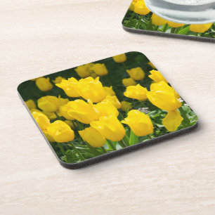Porta-copo Campo de tulipas amarelas brilhantes