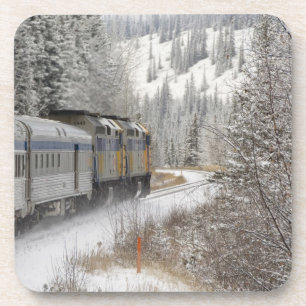 Porta-copo Canadá, Alberta. Trem de neve da VIA Rail entre