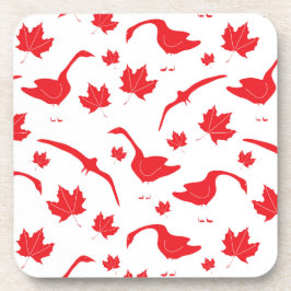 Porta-copo Canada Geese and Maple Leaves - canadense flag red