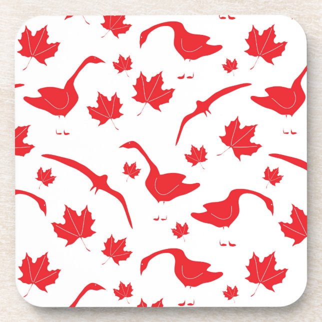 Porta-copo Canada Geese and Maple Leaves - canadense flag red (Frente)