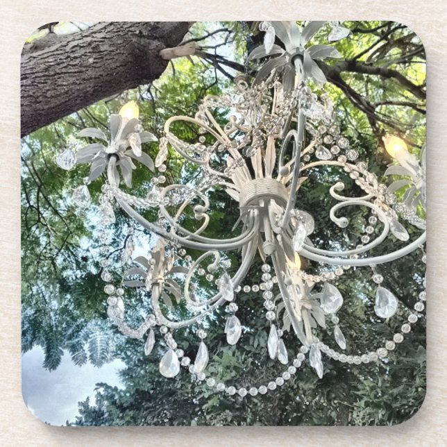 Porta-copo Candelabro de cristal branco do chique (Frente)