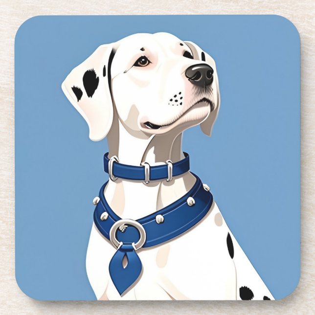 Porta-copo Cão Dalmata com Coleira Azul (Frente)