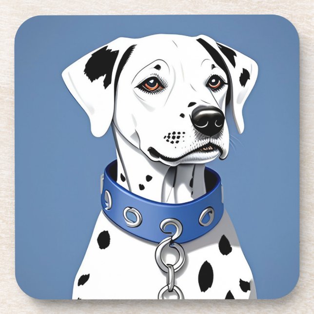 Porta-copo Cão Dalmata Usando uma Coleira Azul (Frente)
