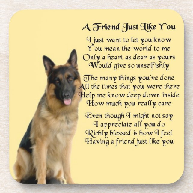 Porta-copo Cão de german shepherd - poema do amigo - porta (Frente)