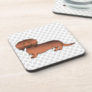 Porta-copo Cão e patas de cartoon de cabelo longo vermelho