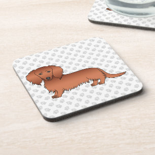 Porta-copo Cão e patas de desenho de corte de cabelo longo ve