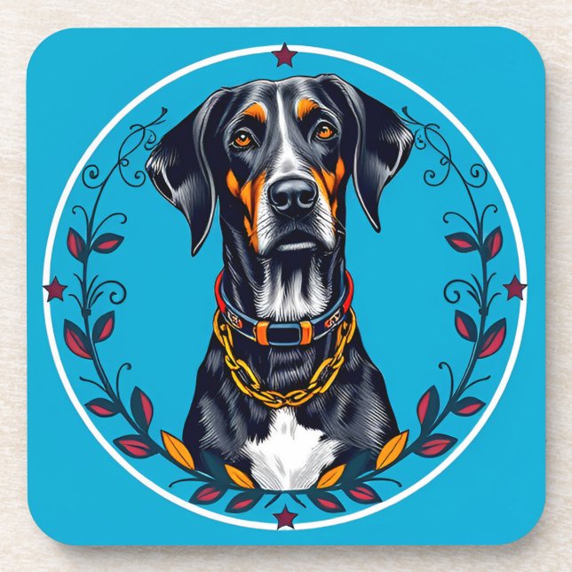 Porta-copo Cão em um Desenho Floral Circular (Frente)