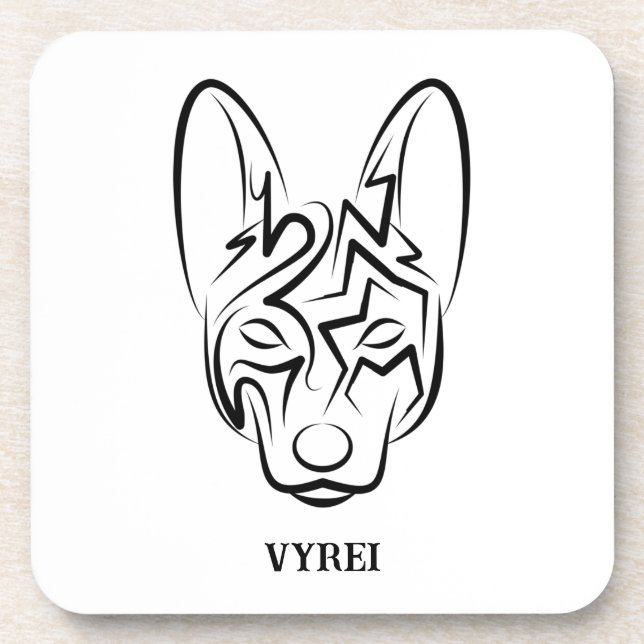 Porta-copo Cão Negro e Tribal Branco (Frente)