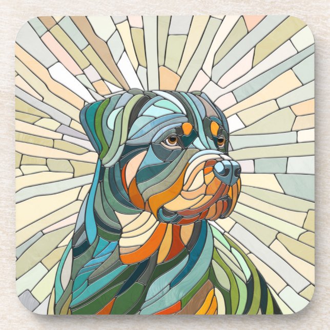 Porta-copo Cão rottweiler - arte mosaica (Frente)