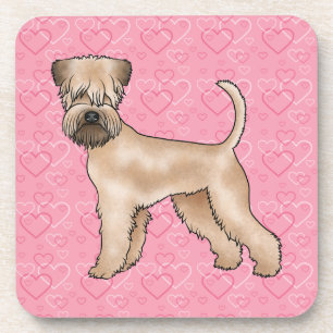Porta-copo Cão Soft-Coated Wheaten Terrier Padrão de Coração 