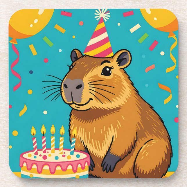 Porta-copo Capybara Birthday (Frente)
