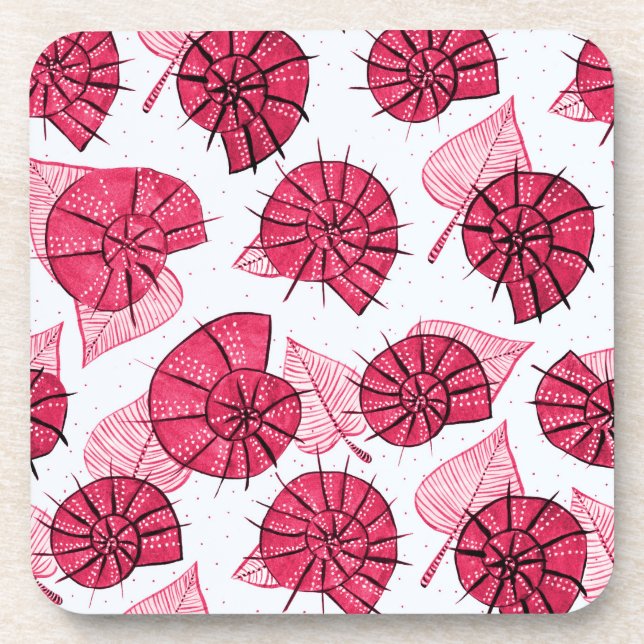 Porta-copo Caracóis Rosa Patterna Zoologia Girly (Frente)