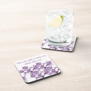 Porta-copo cardo padrão de flor violeta