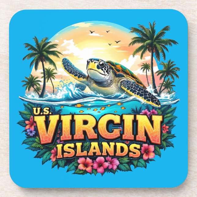 Porta-copo CARIBE das Ilhas Virgens dos EUA (Frente)