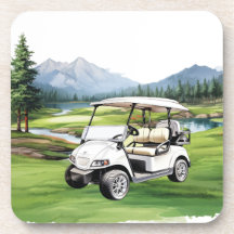 Carrinho de Golfe com aquarela Verde