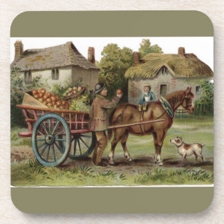 Porta-copo Carrinho de Maçã Desenhado em Cavalo Vitoriano