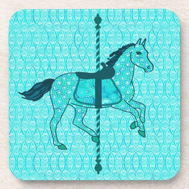 Porta-copo Carrossel Horse - Turquesa e Aqua (Frente)