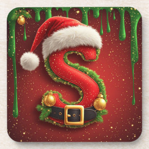 Porta-copo Carta de Natal S com Chapéu de Papai Noel Presente