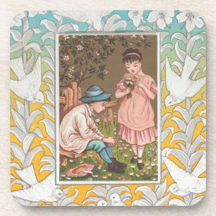Porta-copo Cartão de Dia dos Namorados da Era Vitoriana Antig