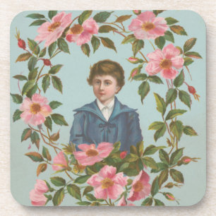 Porta-copo Cartão de São Valentim Alemão Antigo Kitsch, 1884