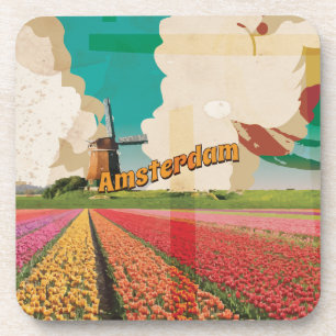 Porta-copo Cartaz de Viagem Antigo de Amsterdã