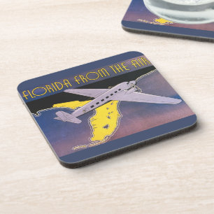 Porta-copo Cartaz de Viagem Antigo, Flórida do Ar Avião