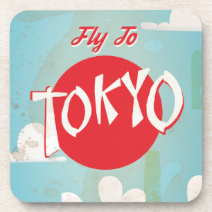 Porta-copo Cartaz de Viagem Vintage Retro Voar para Tóquio
