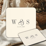 Porta-copo Casais de noivos iniciais creme natural elegante<br><div class="desc">Casais de noivos inicial creme natural elegante</div>