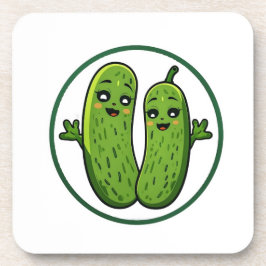 Porta-copo Casal de Pepino Fofo, Piada, Kawaii Pepinos 
