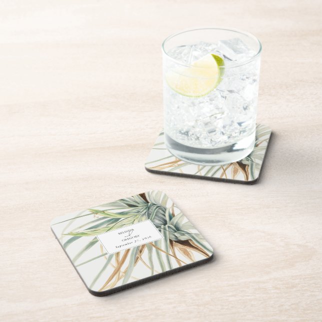 Porta-copo Casamento Botânico Neutral Bócio Russo com Aquarel (Lado Direito)