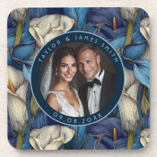 Porta-copo Casamento Botânico Pétala de Lírios de Calla Azul 