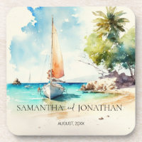 Casamento de cruzeiro de barco a aquarela minimali