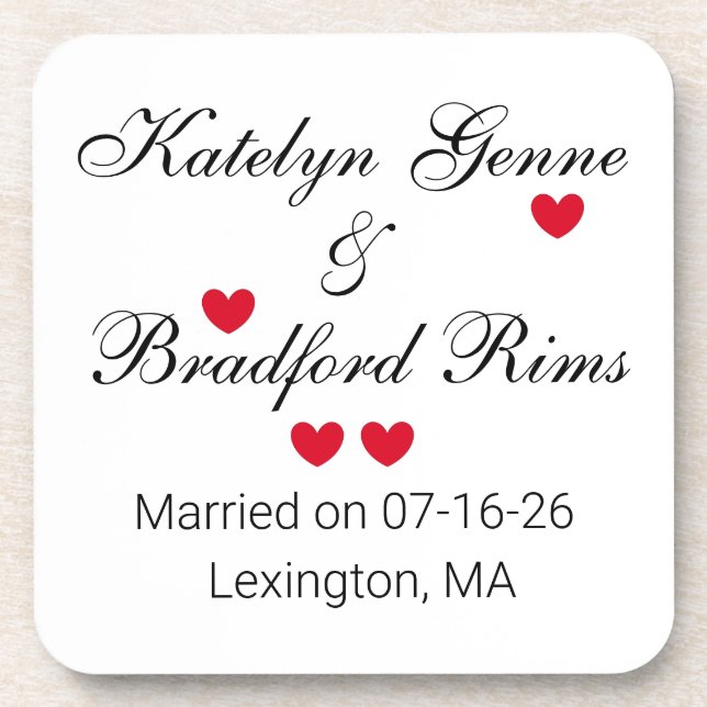 Porta-copo Casamento de Letras Elegante (Frente)