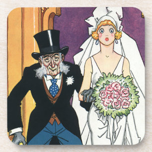 Porta-copo Casamento Engraçado Vintage, Romance de Maio a Dez