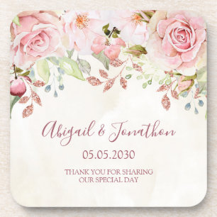 Porta-copo Casamento Floral Rosa Vintage de Primavera